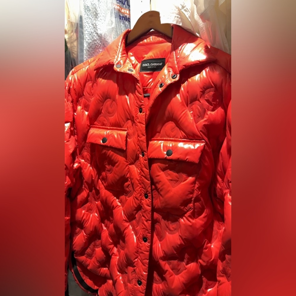 Dolce & Gabbana Shiny Red Puffer Jacket